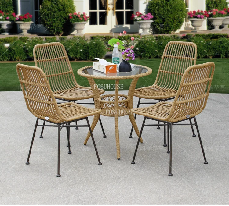 Description Picture 6 of itemNordic PE Rattan Garden Furniture Sets for Home Outdoor Furniture Creative Minimalist 4 Piece Chair Coffee Table Patio Furniture