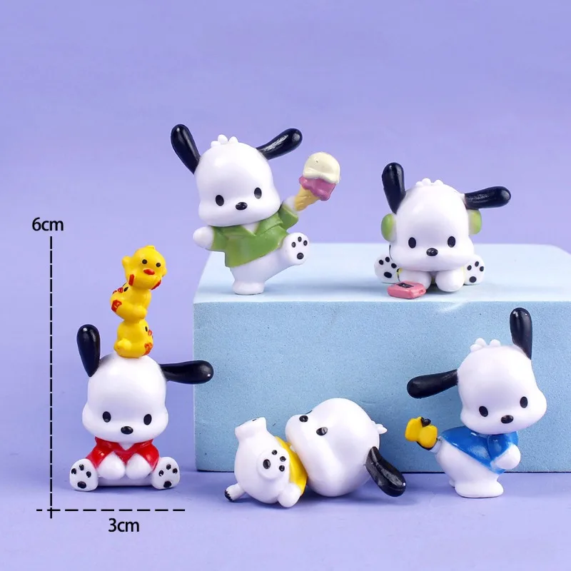 

Sanrio Cartoon Toys Pochacco Kuromi Cinnamoroll Anime Action Figures Cake Baking Decoration Car Doll Birthday Gift for Childrens
