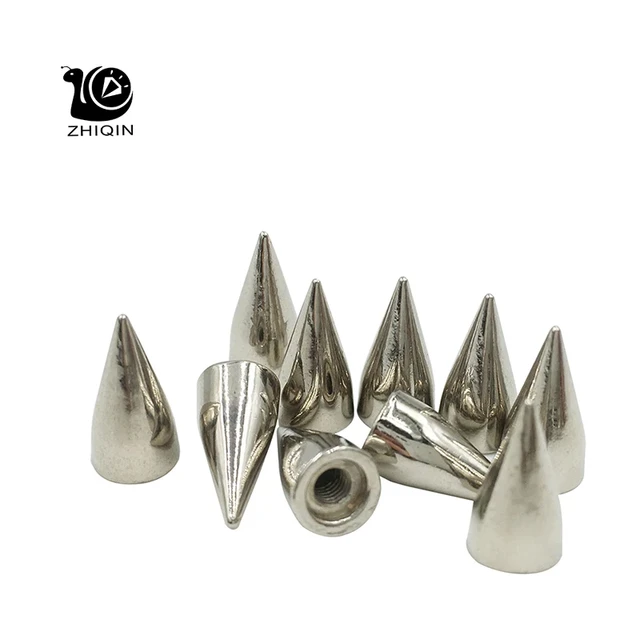 100pcs/set 14mm Silver Cone Spots Metal Studs Screw Bead