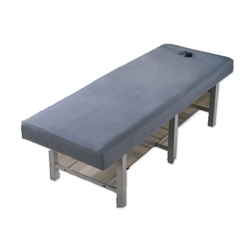 Beauty Salon High Elastic Solid Bed Cover Massage SPA Treatment Elastic Full Cover Rubber Band Fitted Bed Sheet with Hole 5