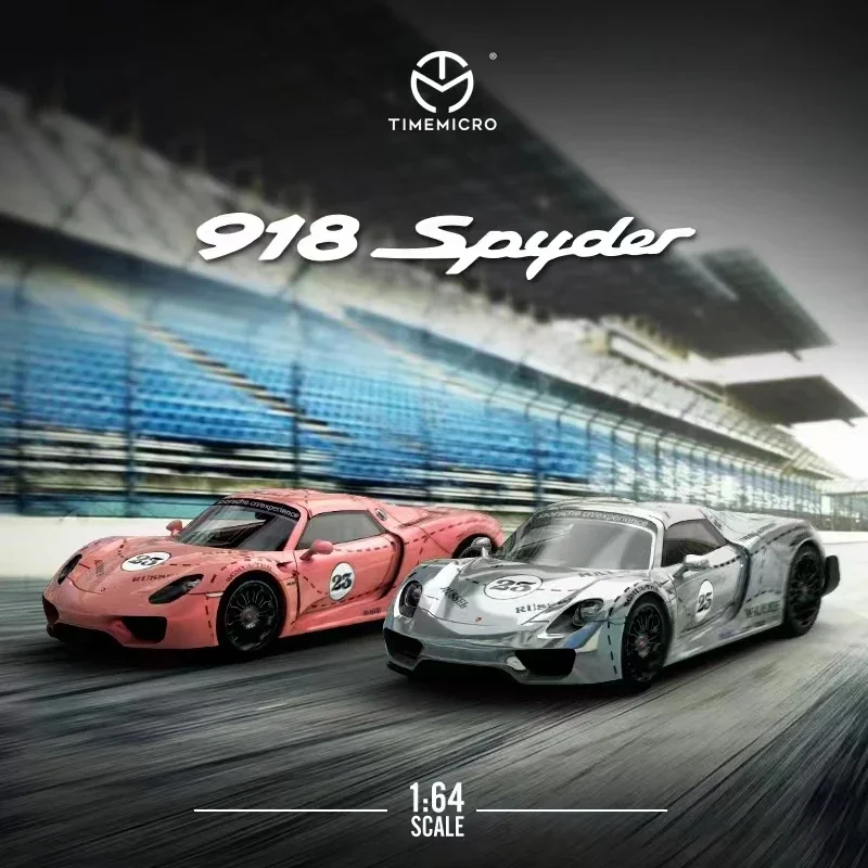 

Время микро 1:64 модель автомобиля P 918 Spyder литой спортивный автомобиль из сплава-серебристый и розовый поросенок