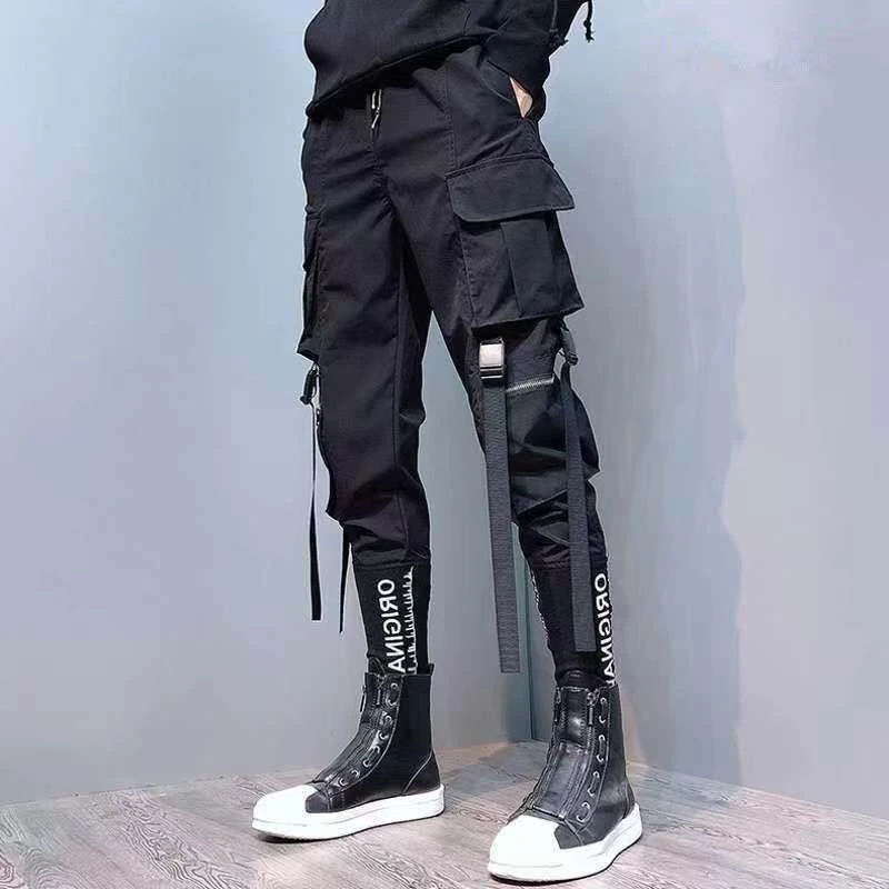 aladdin trousers HOUZHOU Summer Cargo Pants Men Embroidery Joggers Techwear Men's Cargo Trousers Pockets Gothic Hip Hop Harem Pants Streetwear harem trousers