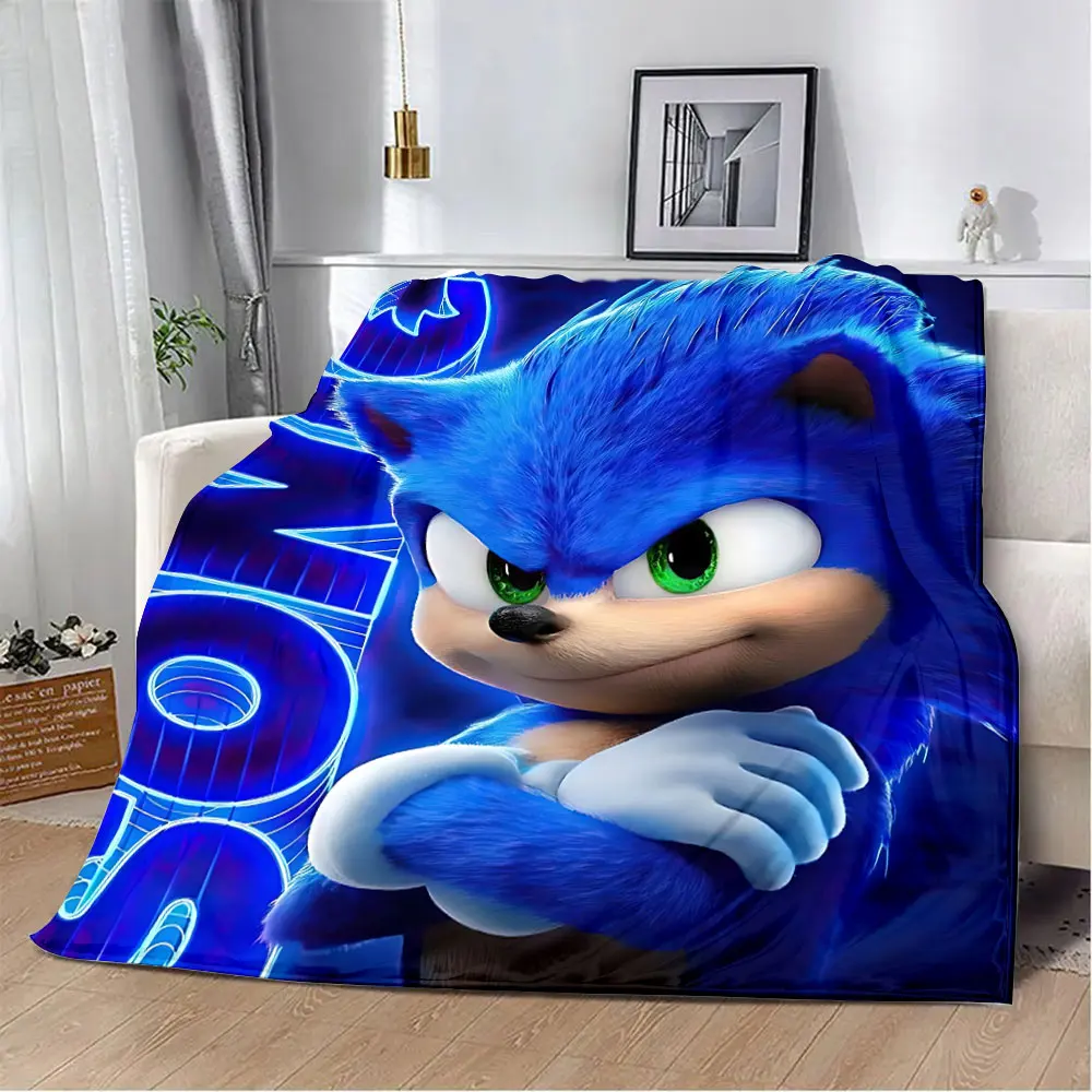 Picnic Blanket S-Sonic H-Hedgehog Printed Blanket Picnic Blankets Warm Blanket Soft and Comfortable Home Travel Birthday Gift