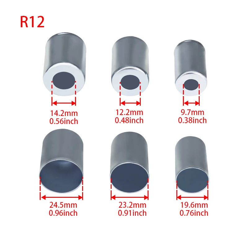 #6 #8 #10 #12 A/C Metal Steel Crimp Ferrule Assortment Fitting Standard / Reduced Barrier Hydraulic Hose Crimper 12pcs/lot