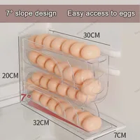 Household Automatic Rolling Egg Storage Box Kitchen Refrigerator Side Door Egg Preservation Rack 30 Egg Boxes 3layer Egg Storage 1