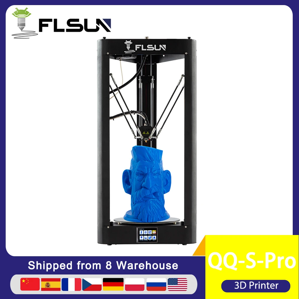 FLSUN QQ-S-Pro Delta 3D Printer Φ255*360mm Auto Leveling Quiet Print Lattice Glass Platform WiFi Remote Control Resume Printing