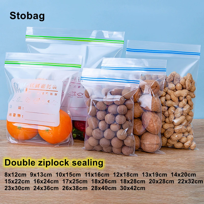 StoBag 10pcs Transparent Large Double Ziplock Bags Plastic Clothes Food  Packaging Sealed Waterproof Clear Pouches Wholesale - AliExpress