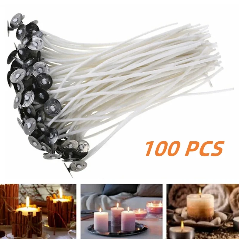 8-20cm 100 PCS Candle Wicks Smokeless Wax Pure Cotton Core For DIY Candle Making Pre-Waxed Wicks Party Supplies