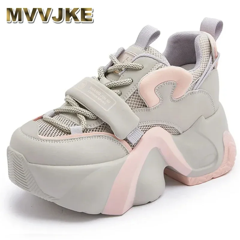 

Women Casual Shoes Summer Fashion Breathable Mesh Vulcanized Sneakers Genuine Leather Street Style Wedges Heels Sneaker