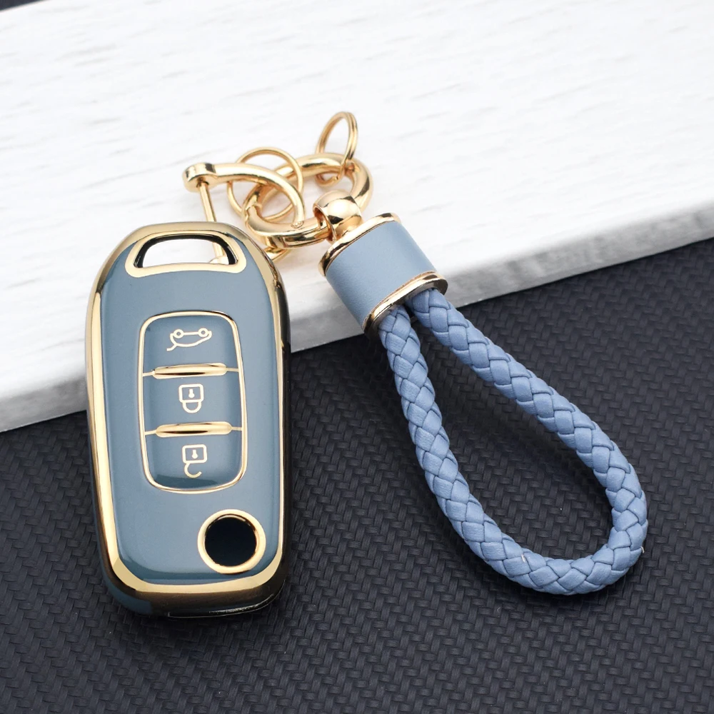 Premium TPU Car Key Cover with Chain - Sleek and Durable Key Protector