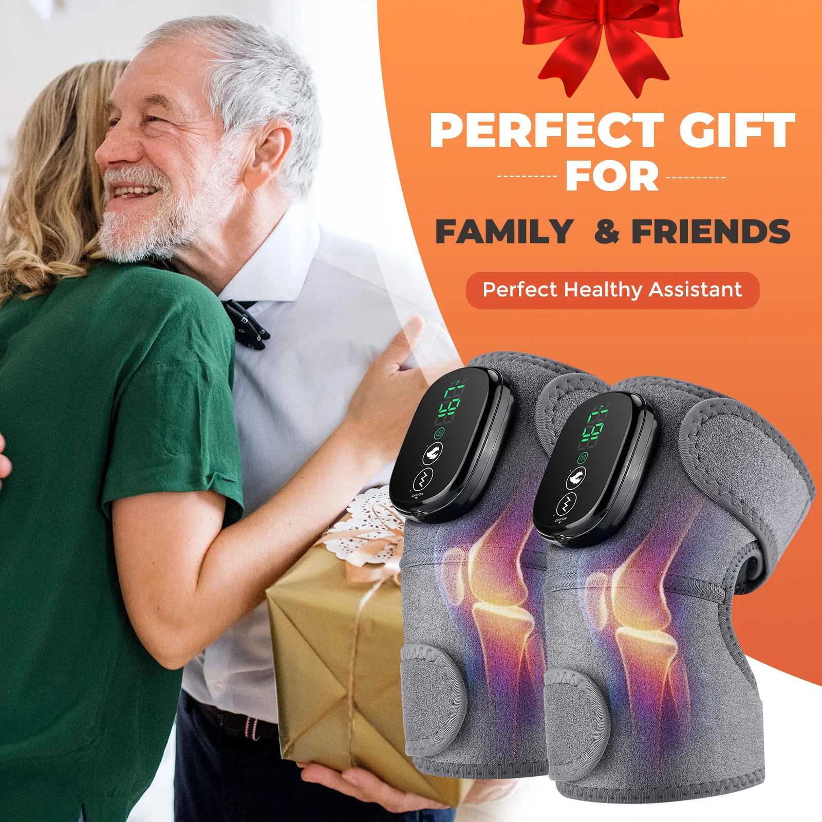 Thermal Knee Massager 3 in 1 Shoulder Knee Elbow Heating Massage Support Brace Rechargeable Vibration Pad Machine Muscle Relax