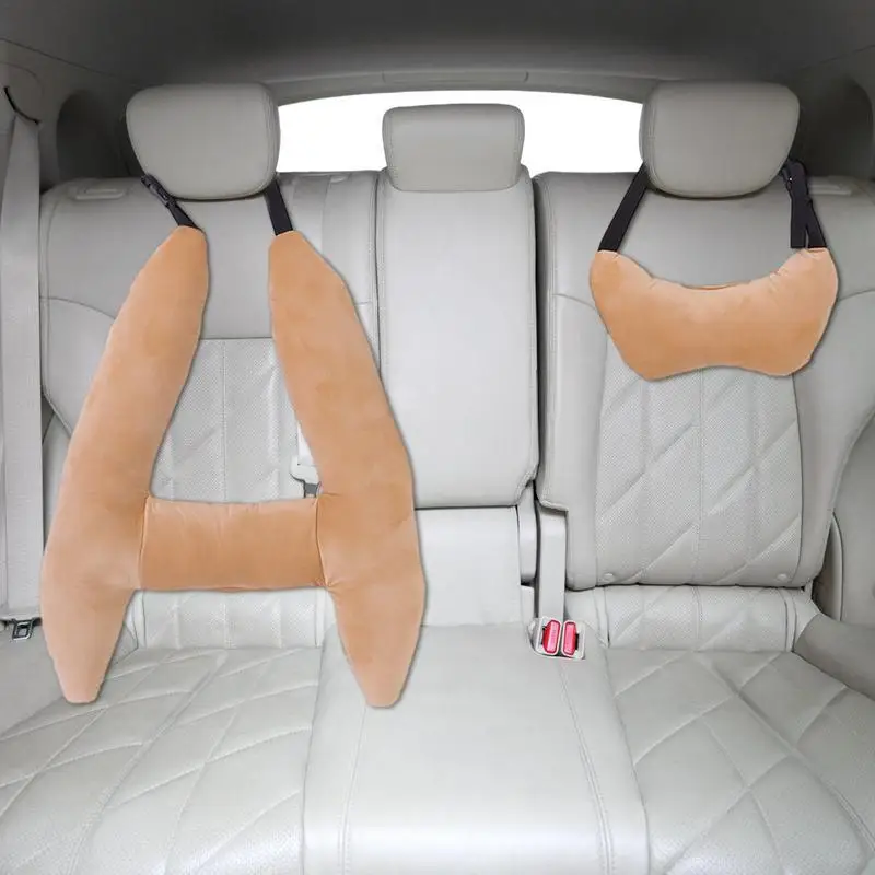 어린이용 자동차 머리 받침 베개, H 모양, 인체 공학적 자동차 머리 받침, 편안한 수면 머리 받침, 긴 여행용