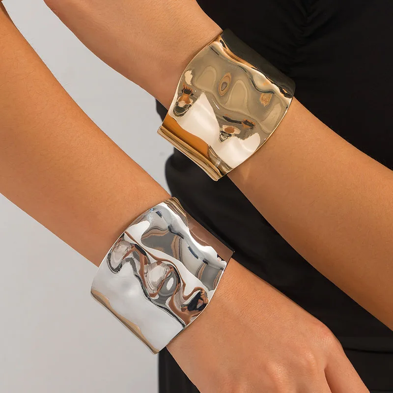 Punk Hip Hop Heavy Metal Spring Bangles Exaggerated Vintage Fashion Gold Silver Color Bangles Women Bracelets Jewelry Gifts