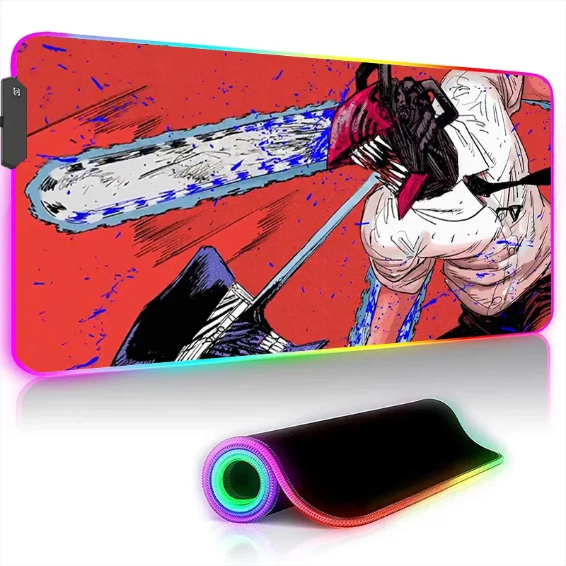 Chainsaw Man 콺 е Xxl Led  ׼ RGB Ʈ 900x400  ũ Ʈ  콺 е, ̸ е ִϸ̼ ũž Pc 콺