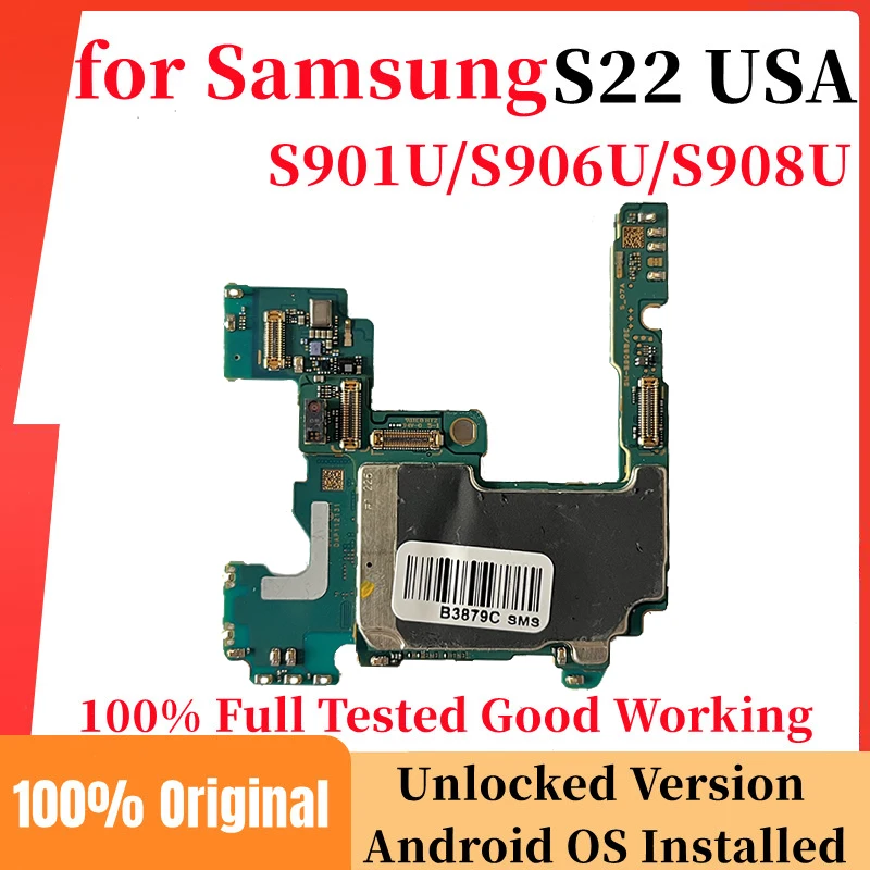 100 Original Motherboard For Samsung Galaxy S22 Usa Version Sms908u