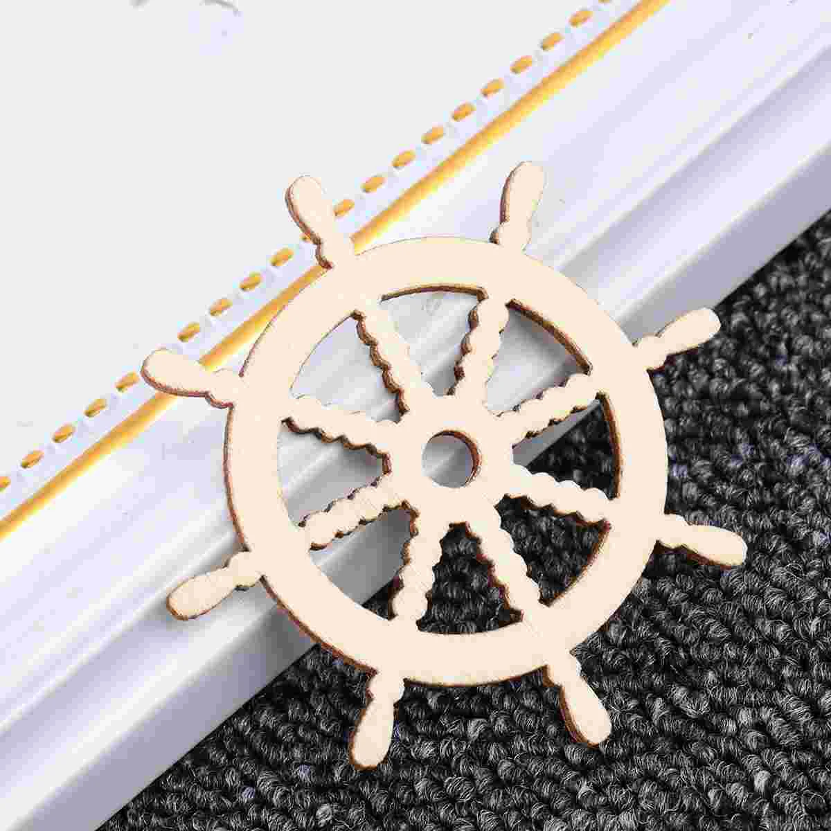 

100pcs Rudder Wood Anchor Rudder DIY Craft Cutouts Unfinished Wood Ornaments for Ocean Themed Party Home Decoration