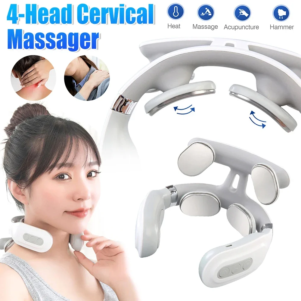 Neck Cervical Massager with Heat Relaxation Usb Rechargeable Electric Neck Massager Smart Neck & Shoulder Massager Relaxtion