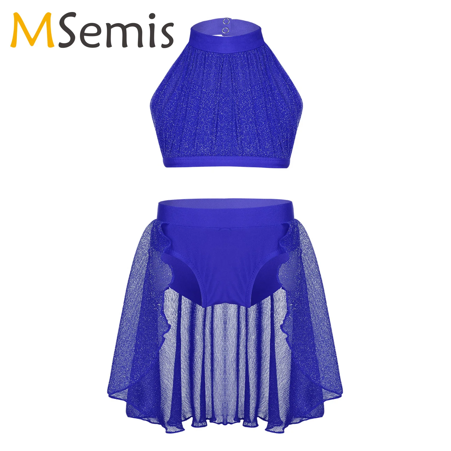 

Kids Girls Ballet Dress Praise Dance Dress Lyrical Latin Dance Gymnastics Leotard Crop Top with Bottom for Celebration of Spirit