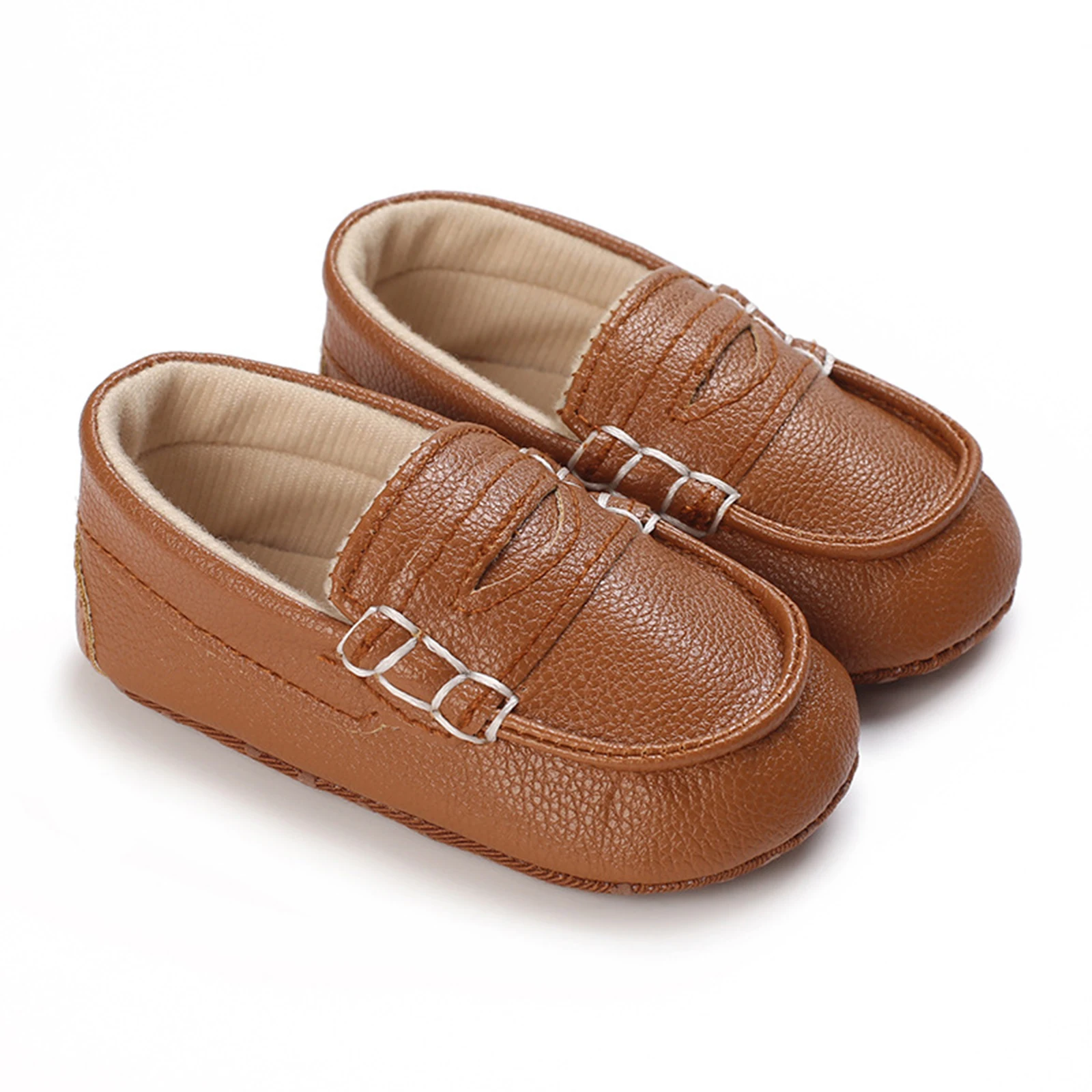 

BeQeuewll Baby Boys Girls Loafers Soft Slip-on Crib Shoes Anti-Skid Prewalker Leather Shoes for Infants For 0-18 Months