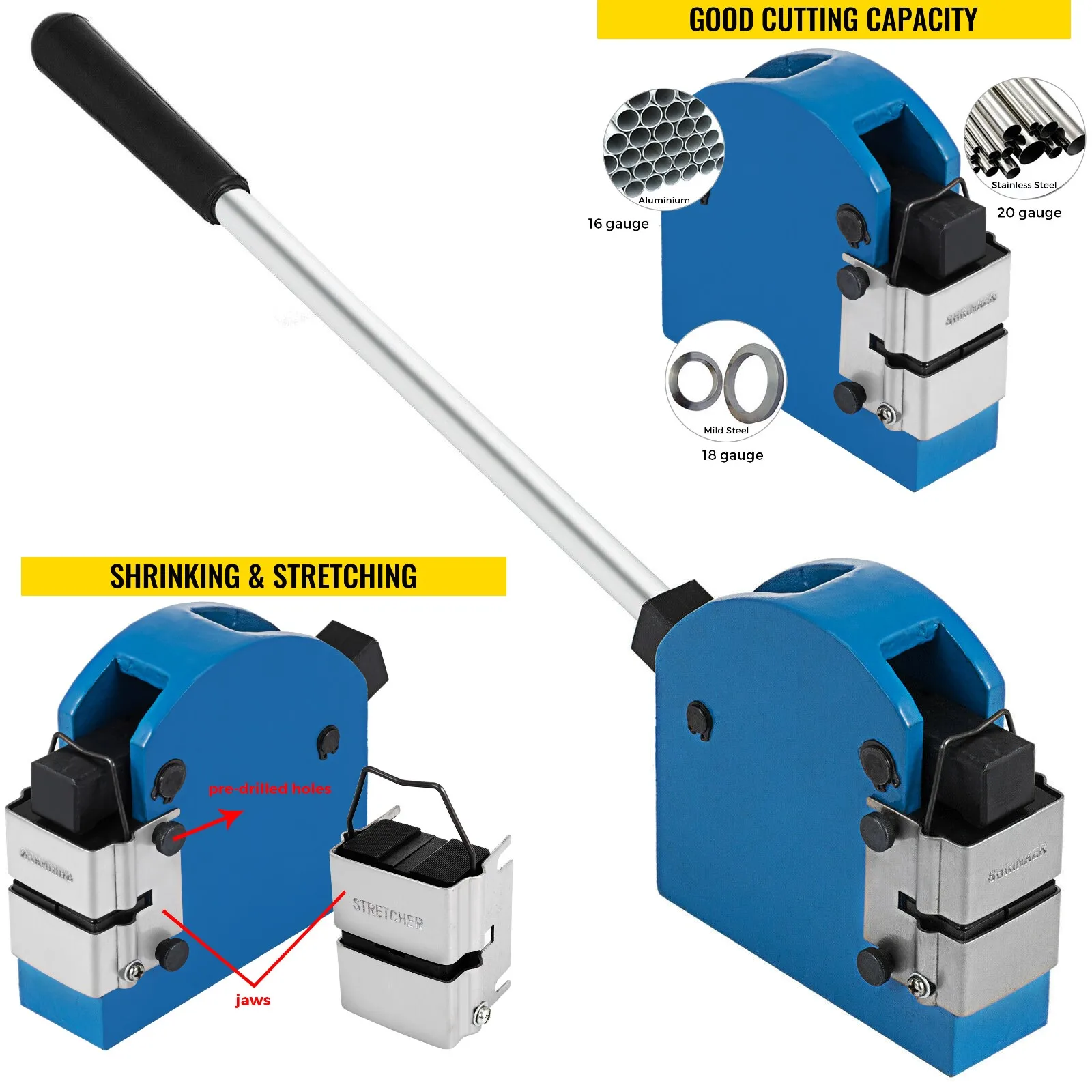Shrinker & Stretcher Manual Machine Sheet Metal Shrinker Stretcher 16/18/20 Gauge Fabrication Mild Steel 2 Wrench Hand-Operated sheet metal machine