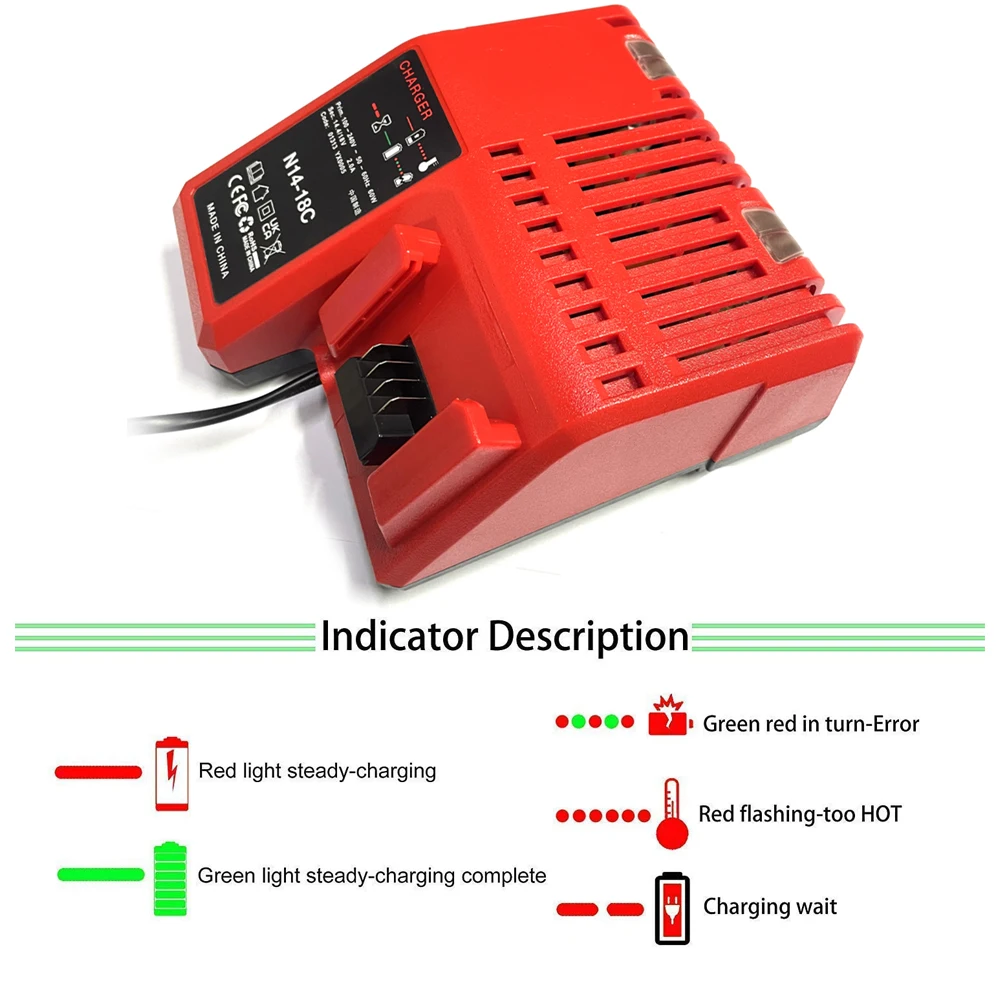 Replacement Rapid Battery Charger for Milwaukee N18 M18 Lithium Ion Battery 48-5