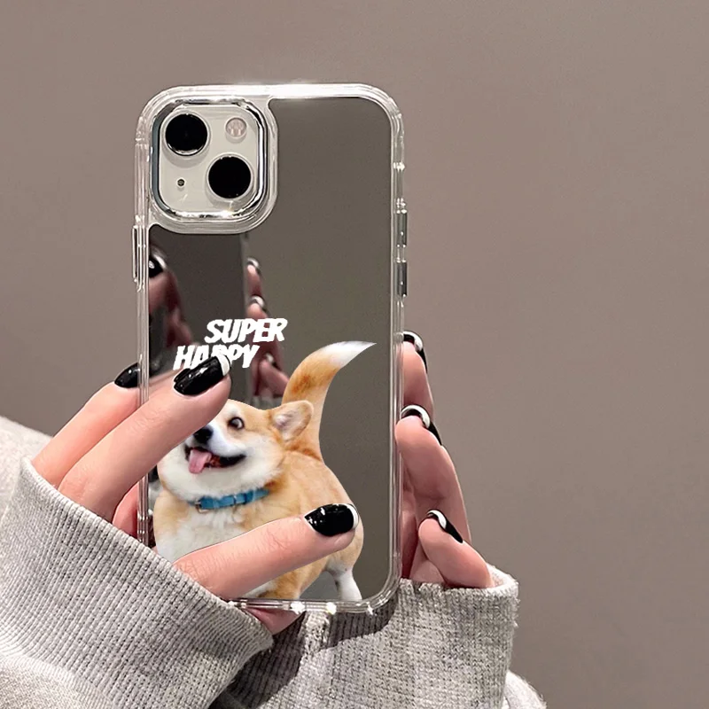 thumbnail image 1 of Cute Cat Pattern Mirror Phone Case For iPhone 14 Pro Max 15 12 13 11 XR X XS Max Case Make up Mirror Hard Back Cover Bumper Capa, 1 of 5