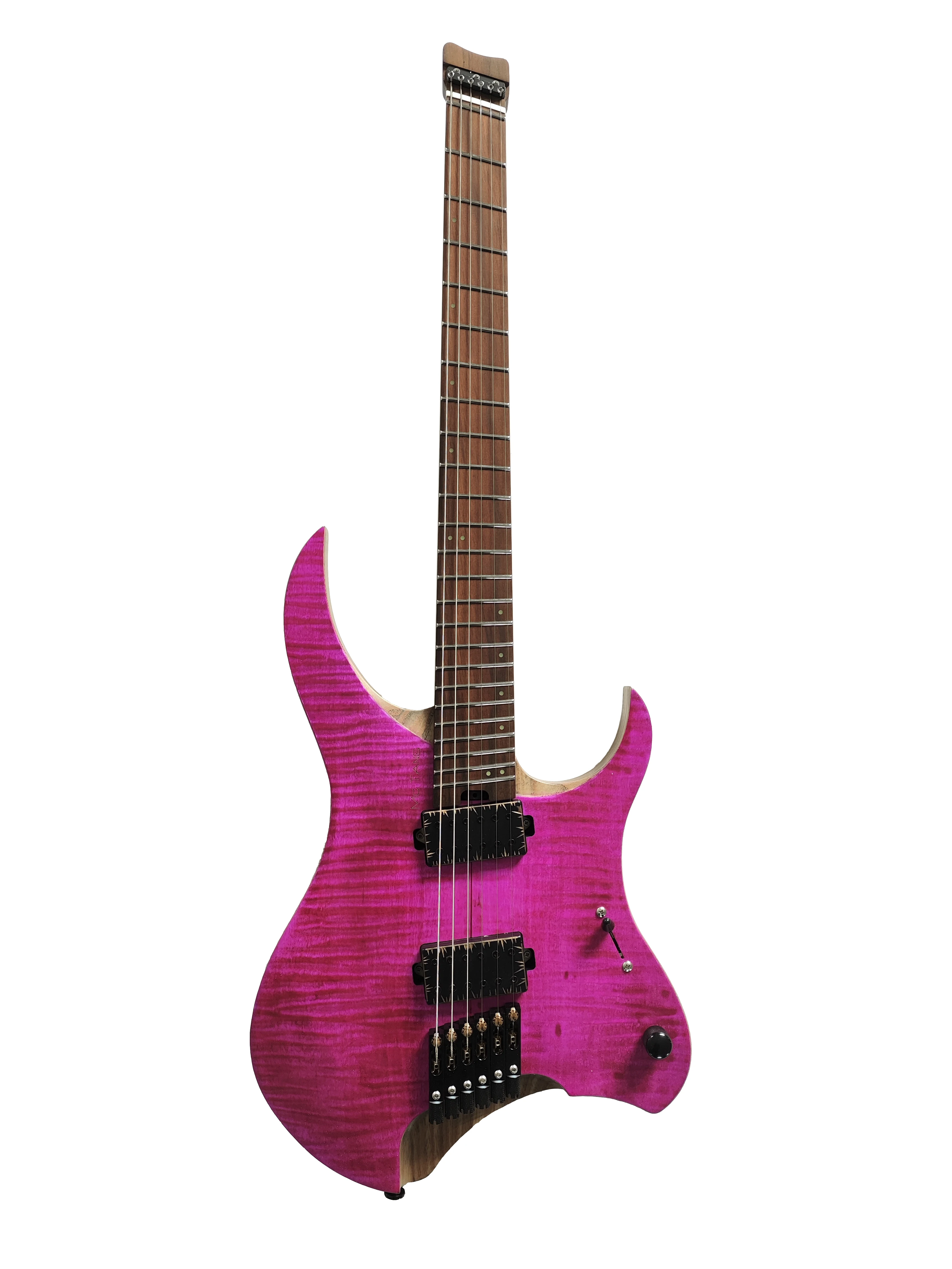 McTang Headless Electric Guitar,6 Strings, Fan shaped Frets, strengthened by carbon fabric，pink