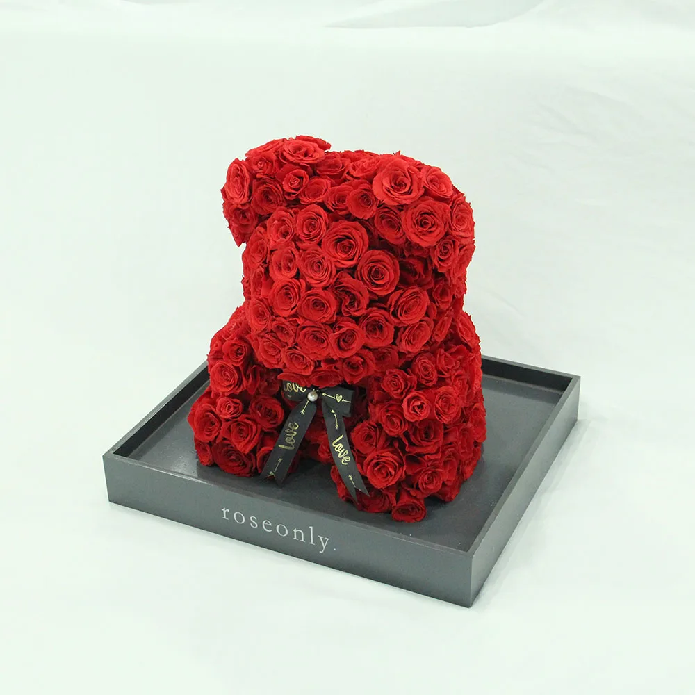 New Hot Selling With Luxury Box Large Preserved Rose Bear Flowers for
