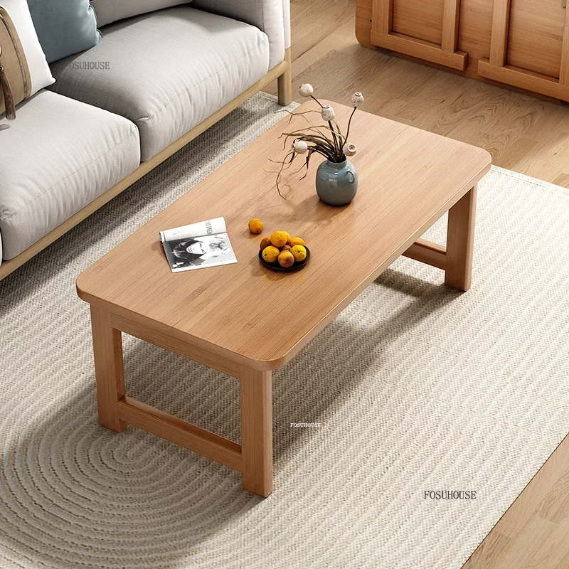 Modern Creative Bamboo Small Tea Table Simple Foldable Coffee Tables for Living Room Bay Window Corner Table Bedroom Furniture