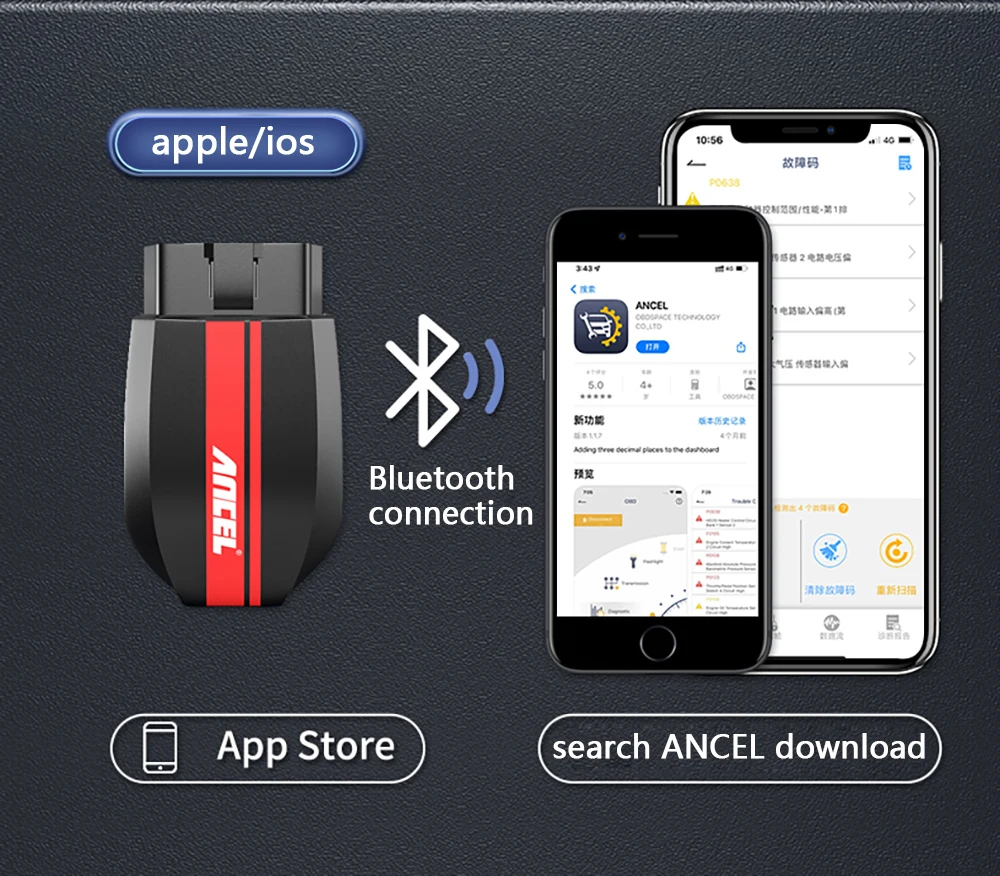 car battery trickle charger ANCEL BD200 OBD2 Detector Engine Fault Scanner Car Diagnostic Tool Bluetooth-compatible for Android IOS Diagnostic Scanner car battery trickle charger