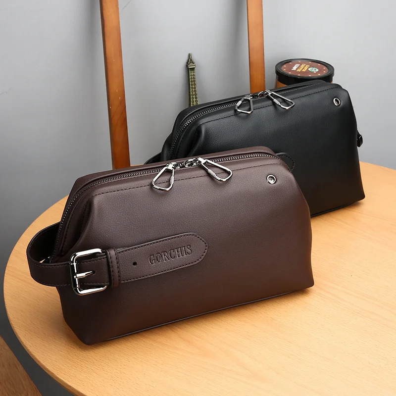 

Men's handbag large capacity business leisure clip bag trendy men's soft leather