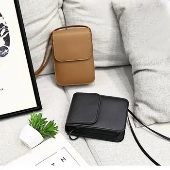 여성용 싱글 숄더 메신저 백, PU 소재, 소형 지퍼 크로스바디 파우치, 심플한 사첼, 캐주얼 상품 이미지