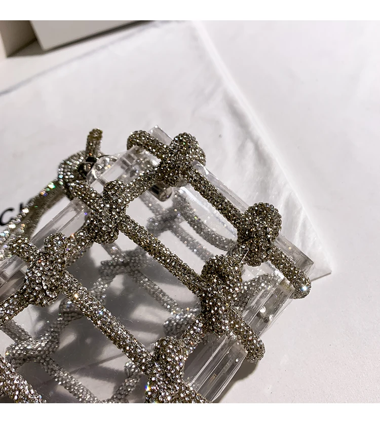 pochette de soirée en acrylique poignée sac épaule de cristal de fête de mariage