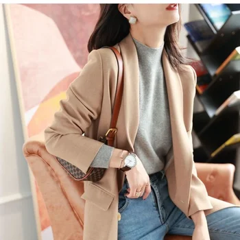 المرأة الصلبة نصف عالية الياقة سترة الكشمير المعنقة الخريف الشتاء فضفاضة محبوك الصوف عادية طويلة الأكمام قاع البلوز قميص علوي 2