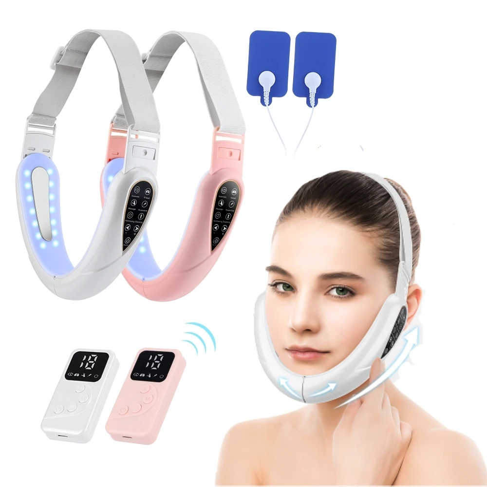 health care neck cervical massage product tens pulse relieve pain deep tissue shiatsu vibration neck shoulder massager with heat New EMS Microcurrent Facial Lifting Device LED Photon Therapy Face Slimming Vibration Massager With TENS Pulse Beauty Device