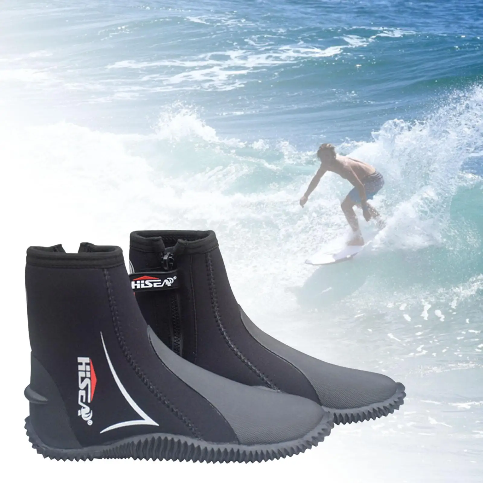 5mm Neoprene Scuba Diving Booties Wetsuit Boots Water Sports Swim Surf Shoe for Windsurfing Snorkeling Wakeboarding Underwater