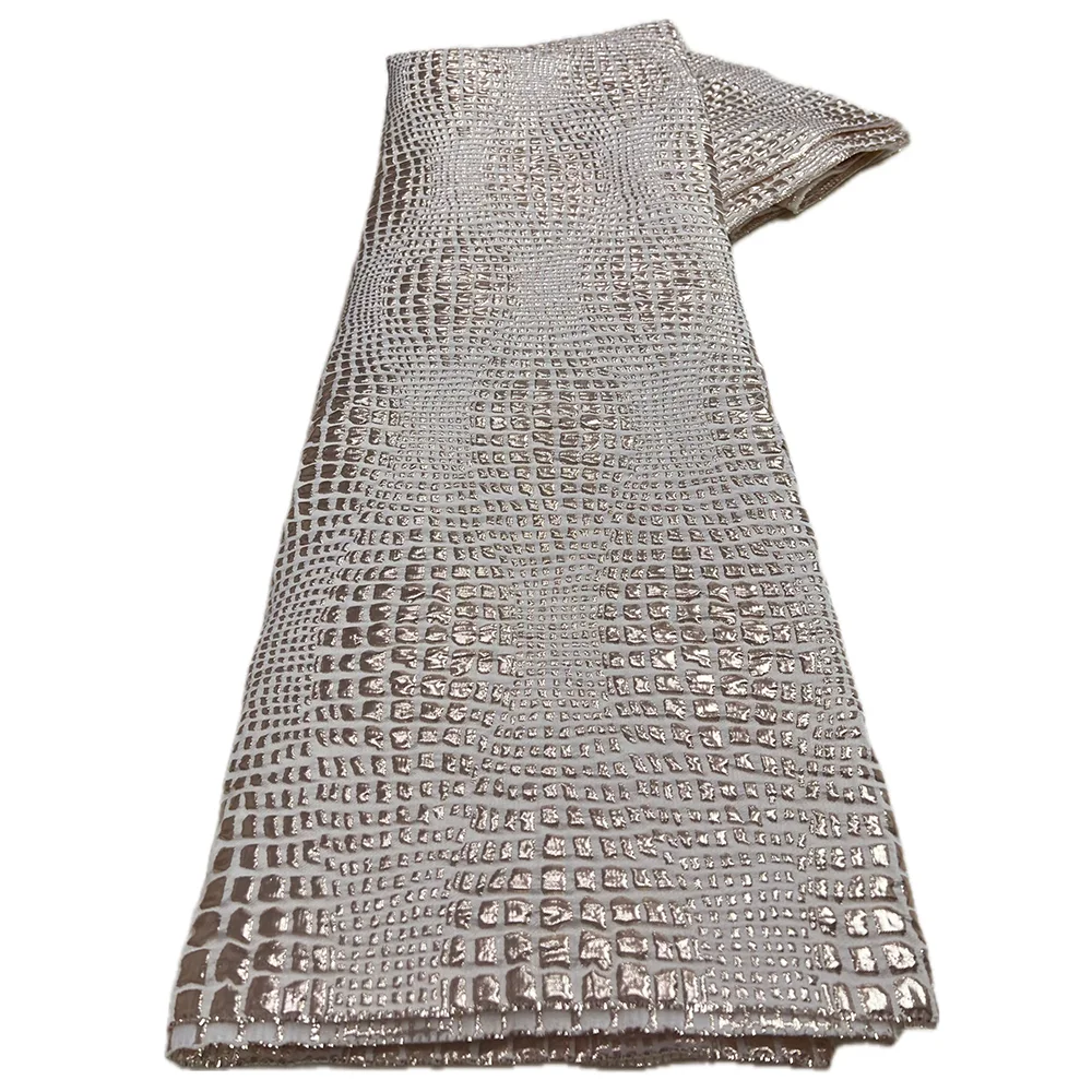 Lace Fabric African Gilding Brocade Lace Fabric 5 Yards For Nigerian Wedding Bridal Party