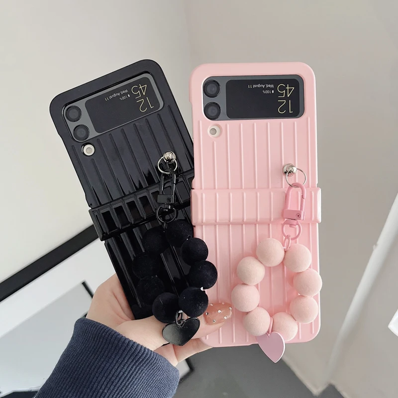 

Funda Case for Samsung Galaxy Z Flip 4 Z Flip 3 Trunk Plush Bead Shockproof Protetcion Mobile Phone Case Cover ZFlip4