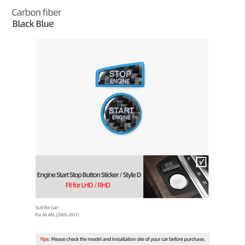 Carbon Fiber Engine Ignition Start/Stop Button Trim Stickers - Car Interior Decoration Accessories