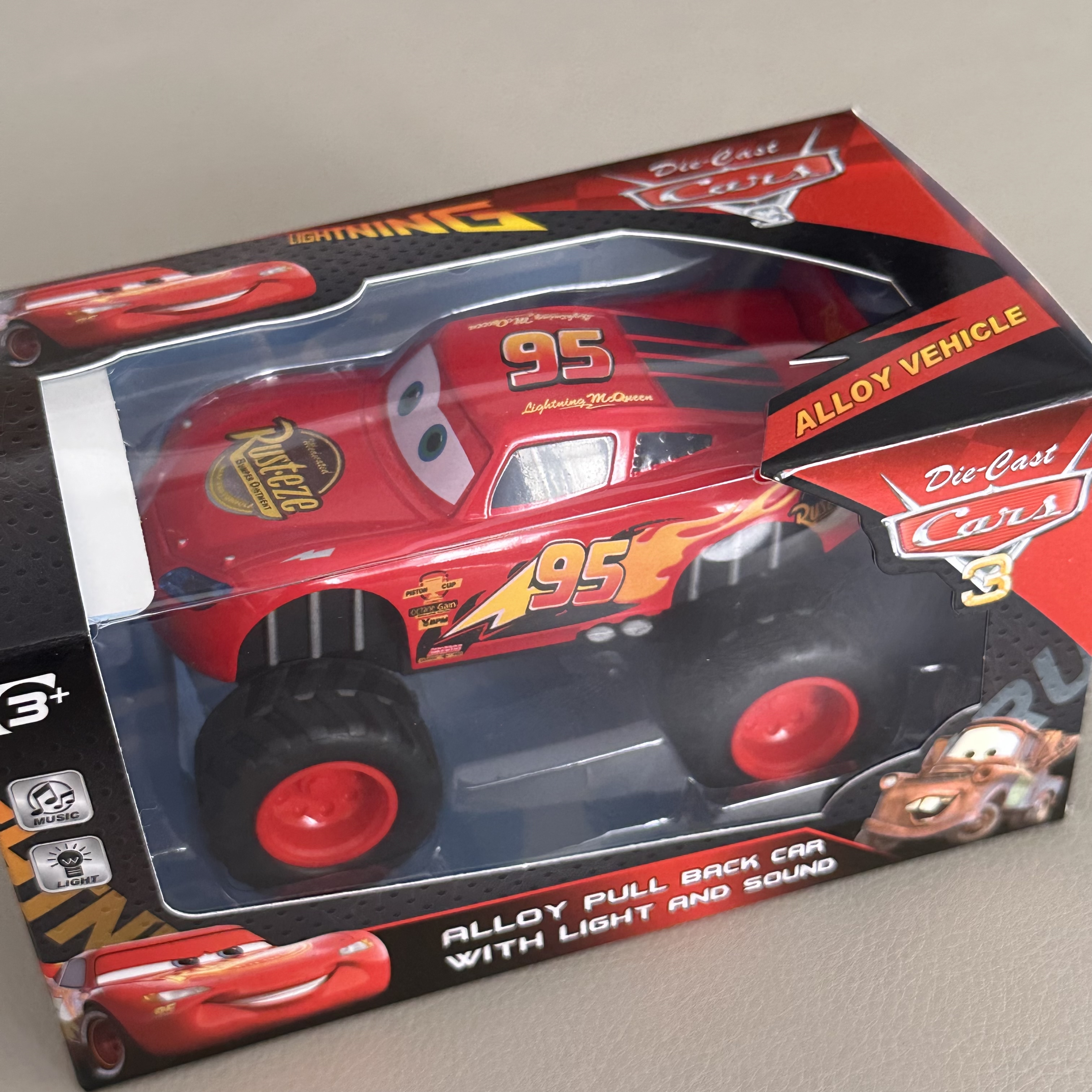 Disney Pixar Cars New Arrival Pull-Back Car with Sound & Light, Lightning McQueen & Cruz Ramirez Black Storm, High-Leg Vehicle