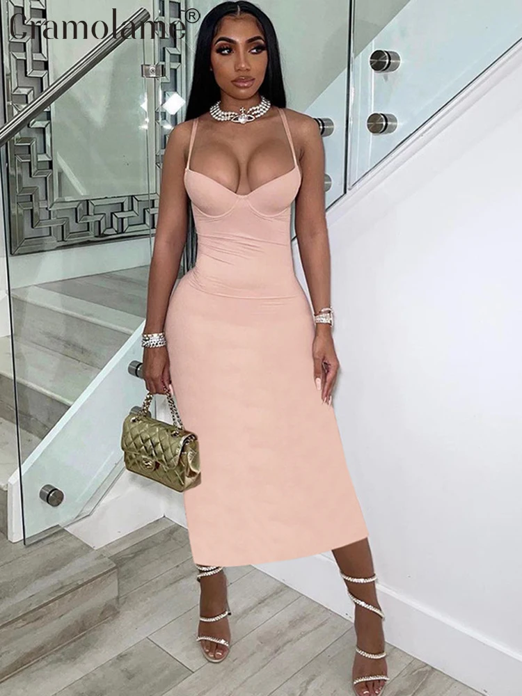 Spaghetti Straps Bodycon Sexy Midi 