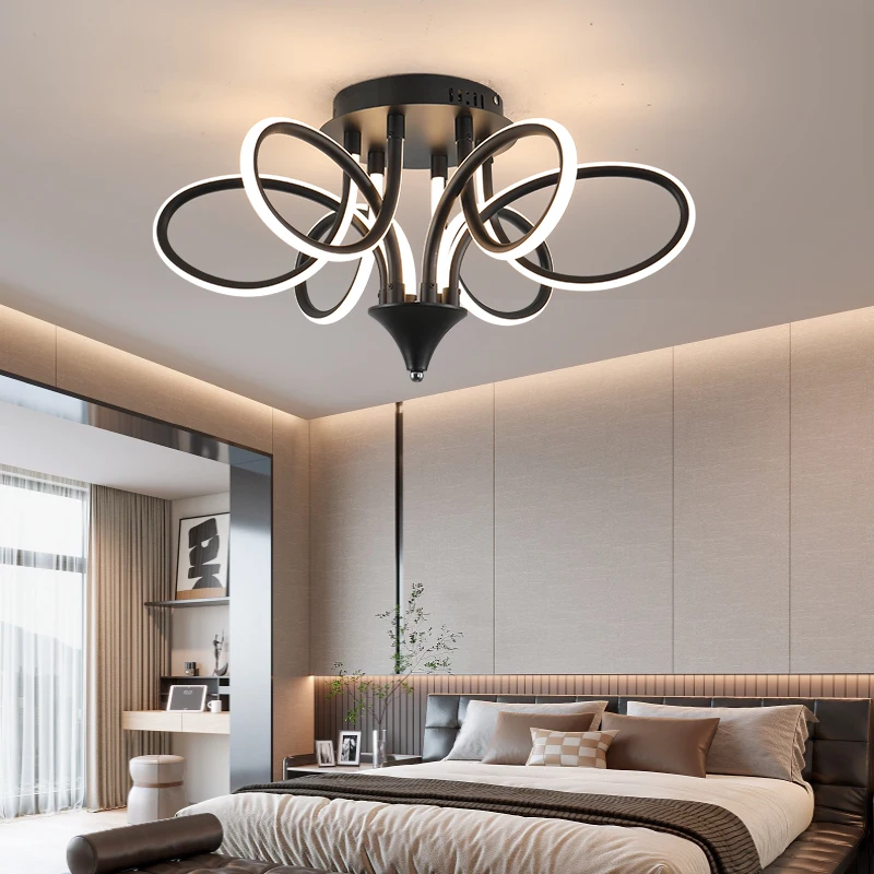NEO Gleam Remote Controller Modern Led Ceiling Lights for Living Room Bedroom Dimmable Ceiling Lamp Fixtures Chrome/Black
