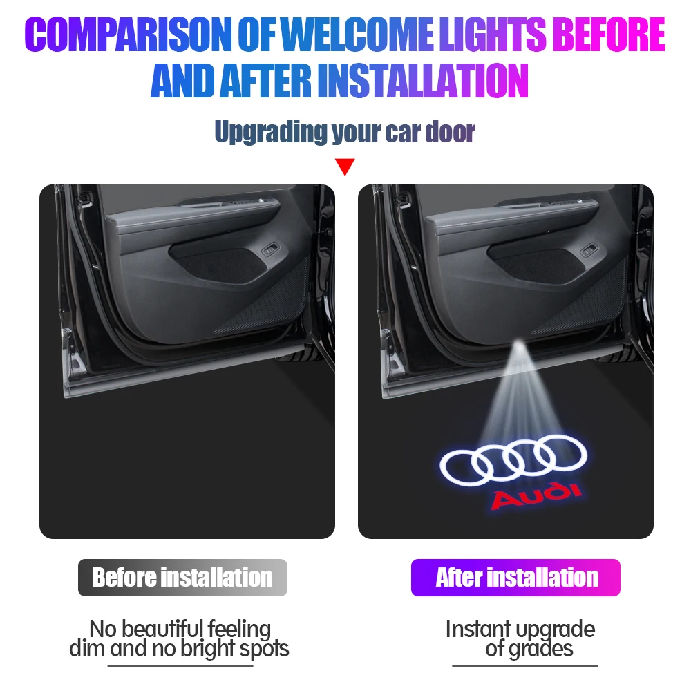 Led car lights Led car decorative lights Car door projector lamps Led car decoration lamp Car ambient lights Car projector lamp 2PCS Car Door Welcome Lights 3D Laser Projector LED Lamp for AUDI SLINE RS S3 S4 S5 S6 QUATTRO A3 Q5 Auto Decoration Accessorie