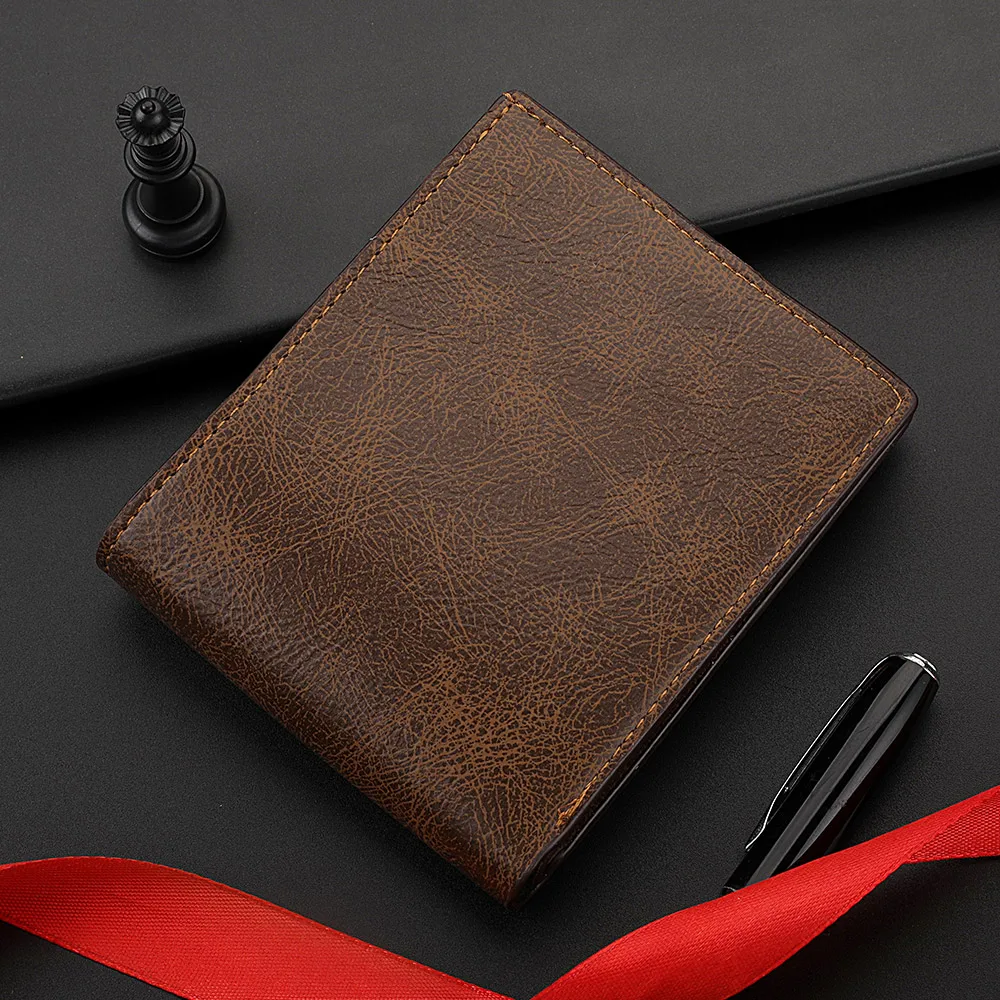 Men's Fashion Retro Business Short Wallet Multi Card Slot Horizontal Soft Pu Leather Men's Wallet 3