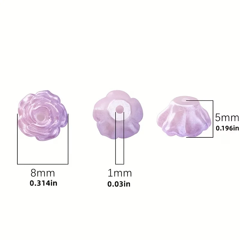 300개의 8mm 아크릴 진주색 카멜리아 비즈를 꿰매어 팔찌와 목걸이용 장식 비즈와 스페이서를 만들었습니다.