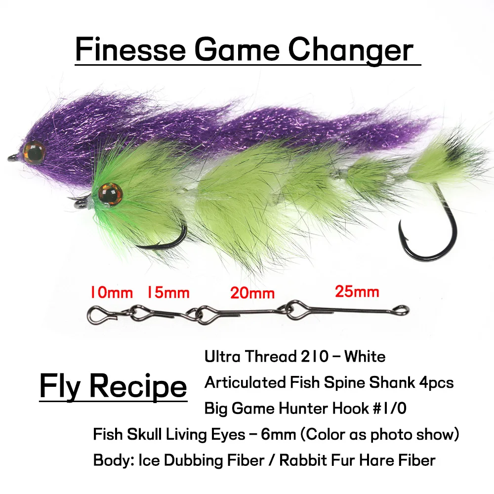 Elllv 1PC 4.13 Finesse Game Changer Articulated Fish Spine Baitfish  Saltwater Streamer Fly 1/0# Trout Bass PikeTarpon Lure Bait