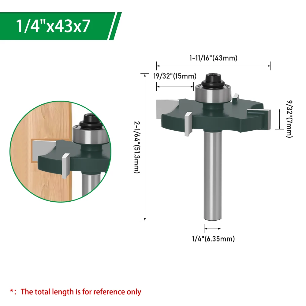 LAVIE 1 Stück 6 mm 1/4 Zoll Schaft 4-schneidiger T-Nut-Fräser, dunkelgrüner Holzfräser für die Holzbearbeitung C06319Z443 – Detail 21
