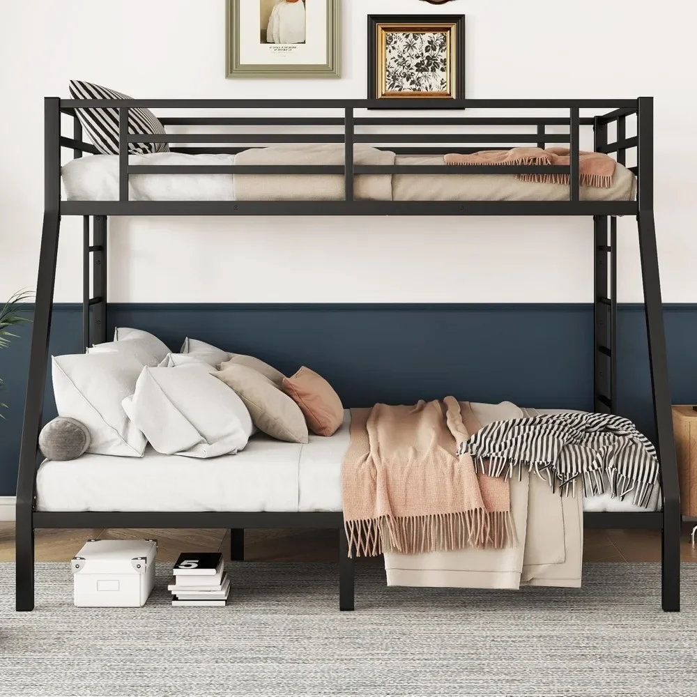NEW-Twin XL Over Queen Bunk Beds for Adults,Heavy Duty Adult Bunk Beds,Metal Bunk Bed Twin XL Over Queen with 2 Ladders,Queen