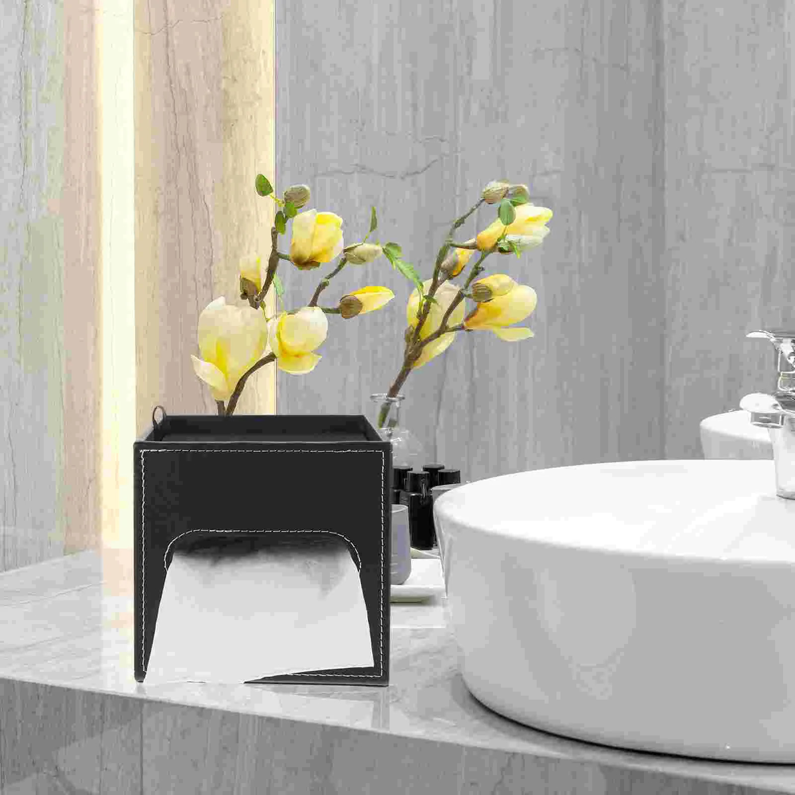 

Tissue Box Holder Living Room Roll Paper Box Multifunctional Tissue Box Cover PU Box