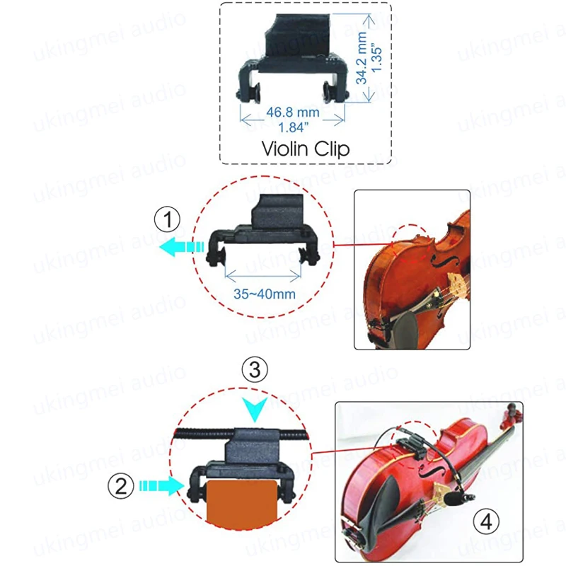 Violin Clip-On Musical Instrument Microphone for Shure Connector and Phantom Power Input Violin Fiddle Clip Gooseneck Microphone
